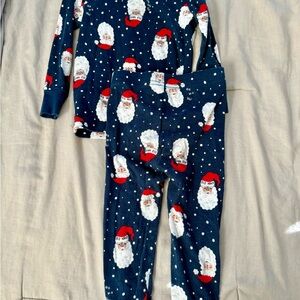 Old Navy Navy Blue Santa Kids Christmas Pajama Set